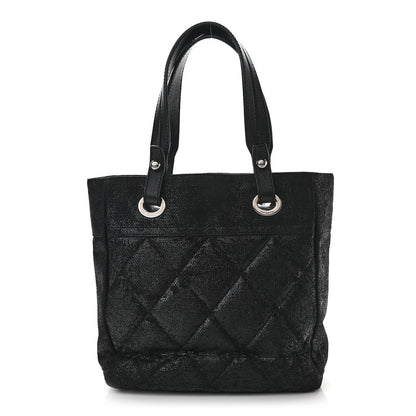 Chanel Coated Canvas Quilted Small Paris Biarritz Tote Black 1 of 14