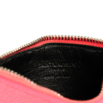 Saint Laurent Grained Calfskin 5 Fragments Zip Pouch Card Holder Rose Clair 6 of 7