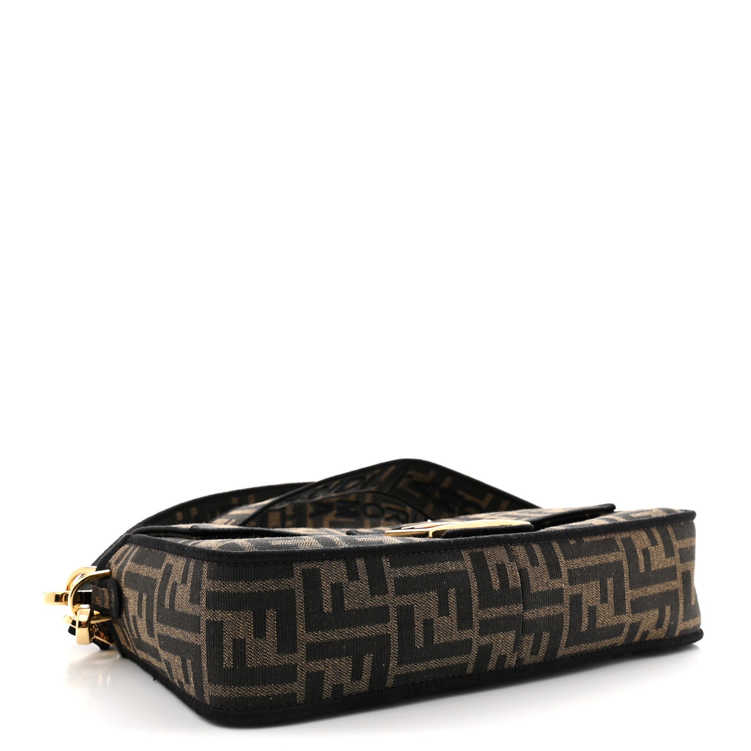 Fendi Fabric Jacquard FF 1974 Medium Baguette Tobacco Moro Black 4 of 10