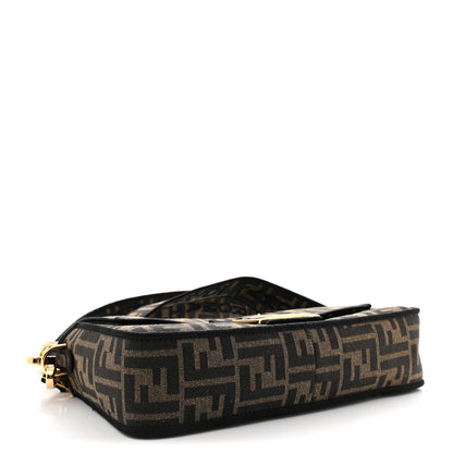 Fendi Fabric Jacquard FF 1974 Medium Baguette Tobacco Moro Black 4 of 10
