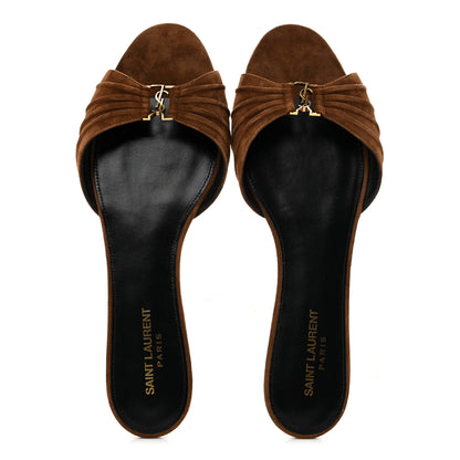 Saint Laurent Suede Babylone Slide Sandals 41 Dark Havana 2 of 8