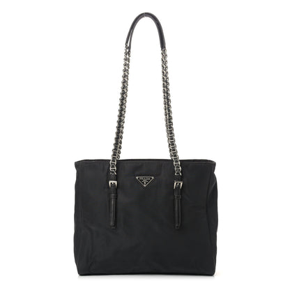 Prada Nylon Tessuto Acciaio Chain Shoulder Bag Black 1 of 12