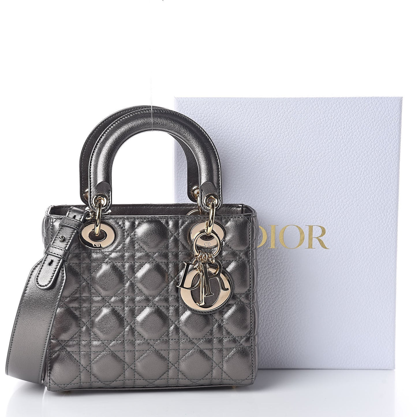 Metallic Grained Calfskin Cannage My ABCDior Lady Dior Gunmetal
