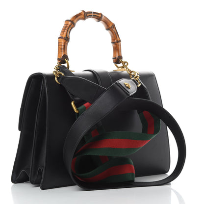 Gucci Calfskin Bamboo Web Large Dionysus Top Handle Bag Black Bright Evergreen Hibiscus Red 3 of 16