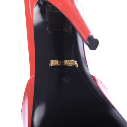 Gucci Polished Calfskin Scarlet High Heel Slide Sandals 40 Heron Red 6 of 8