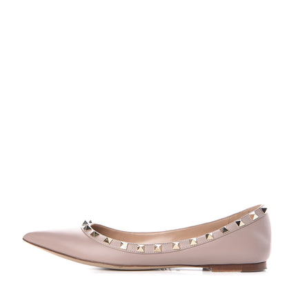 Valentino Garavani Nappa Rockstud Ballerina Flats 38.5 Poudre 1 of 10
