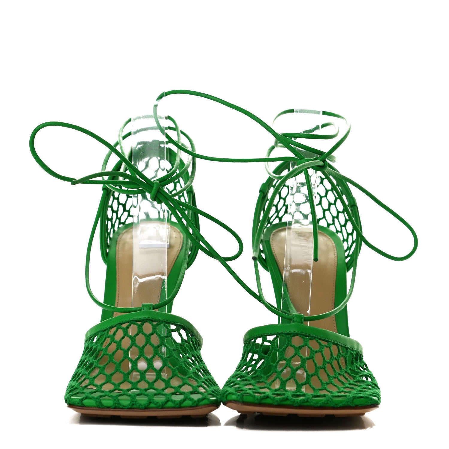 Bottega Veneta Mesh Nappa Stretch Ankle Tie 90mm Sandals 37.5 Grass 2 of 8
