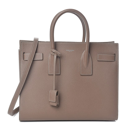 Saint Laurent Grained Calfskin Topstitch Small Classic Sac De Jour Taupe 1 of 9