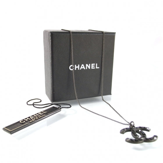 Chanel All Black Studded CC Necklace 4 of 5