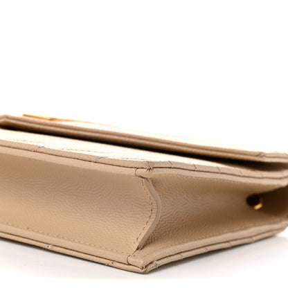 Saint Laurent Grain De Poudre Matelasse Chevron Monogram Envelope Chain Wallet Nude Powder 9 of 10