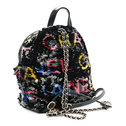 Chanel CC Logo Quilted Chain Lambskin Backpack Turnlock Multicolor Chanel Sequin Lambskin CC Backpack Black Red Blue Yellow  main image 2