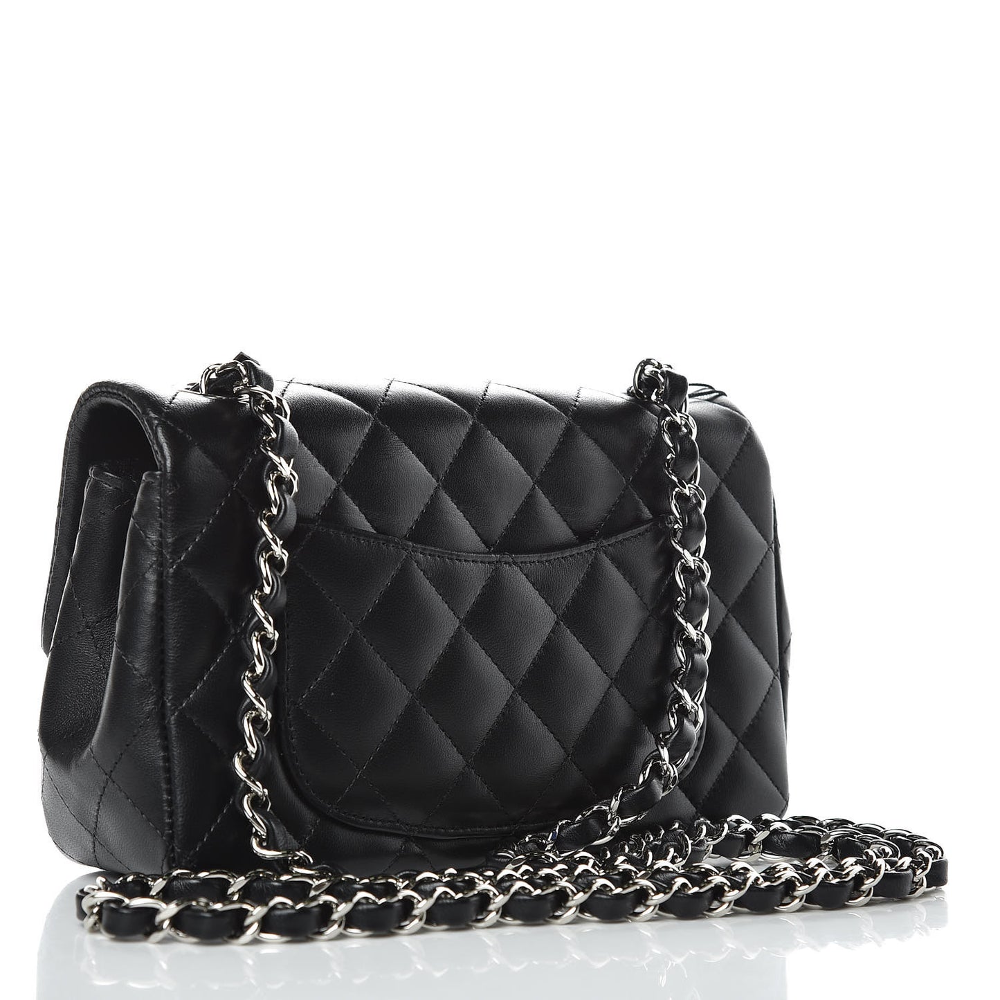 Lambskin Quilted Mini Rectangular Flap Black