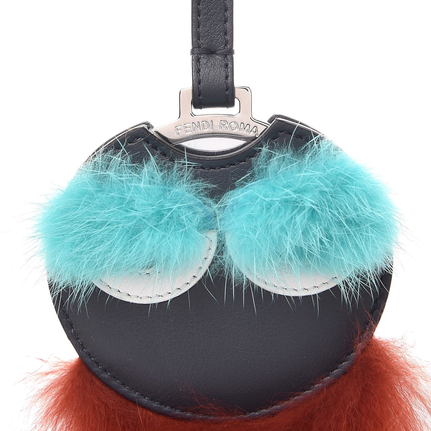 Vitello Dolce Fox Mink Fur Monster Bag Bug Mirror Charm Lavagna Rust Turquoise