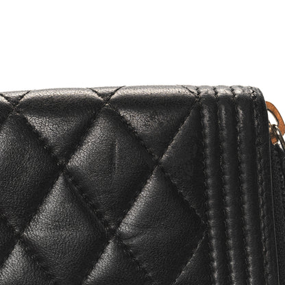 Chanel Lambskin Quilted Zip Around Boy Coin Purse Wallet Black 8 of 9