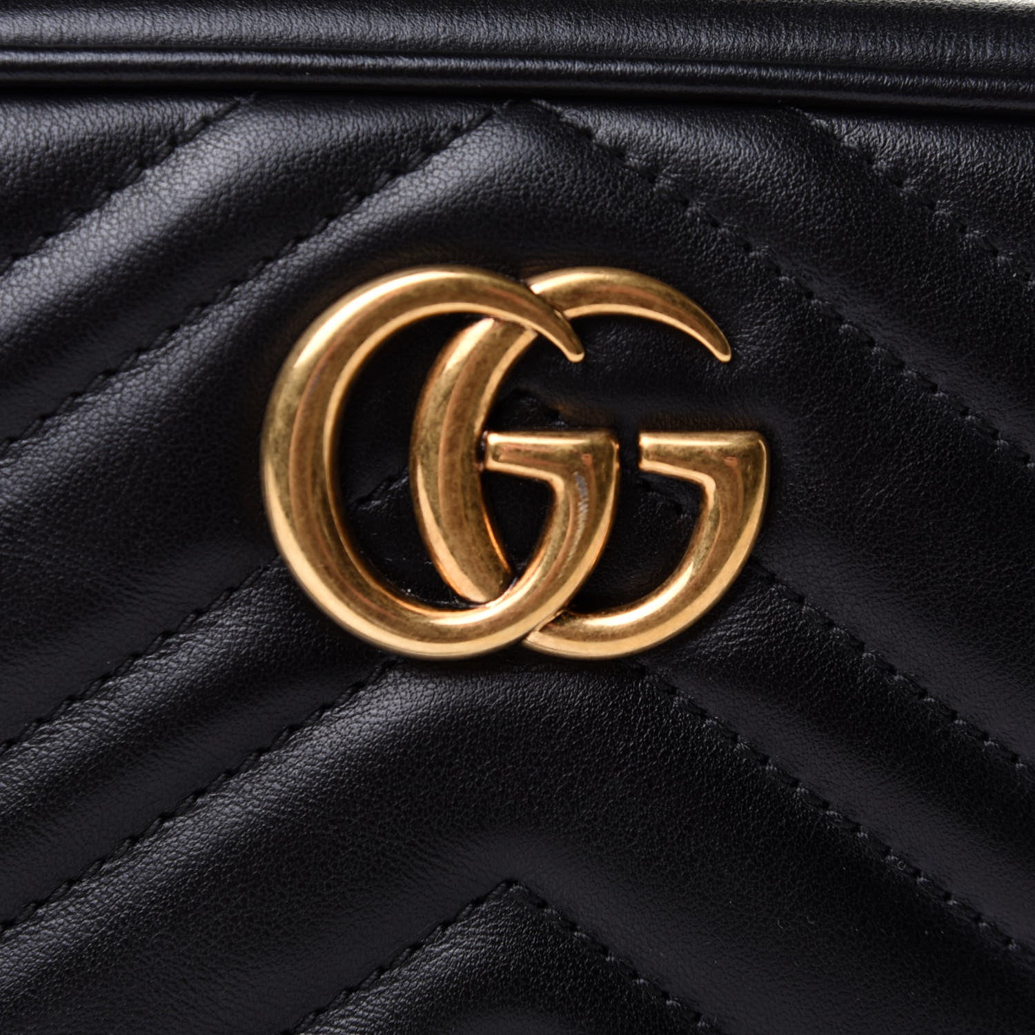 Gucci Calfskin Matelasse Mini GG Marmont Chain Shoulder Bag Black 8 of 10