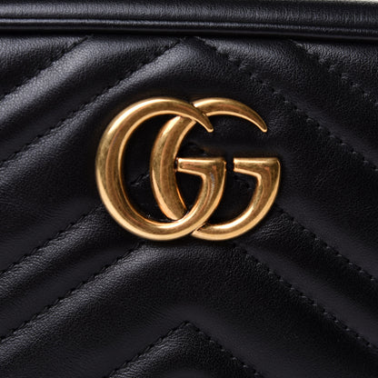 Gucci Calfskin Matelasse Mini GG Marmont Chain Shoulder Bag Black 8 of 10