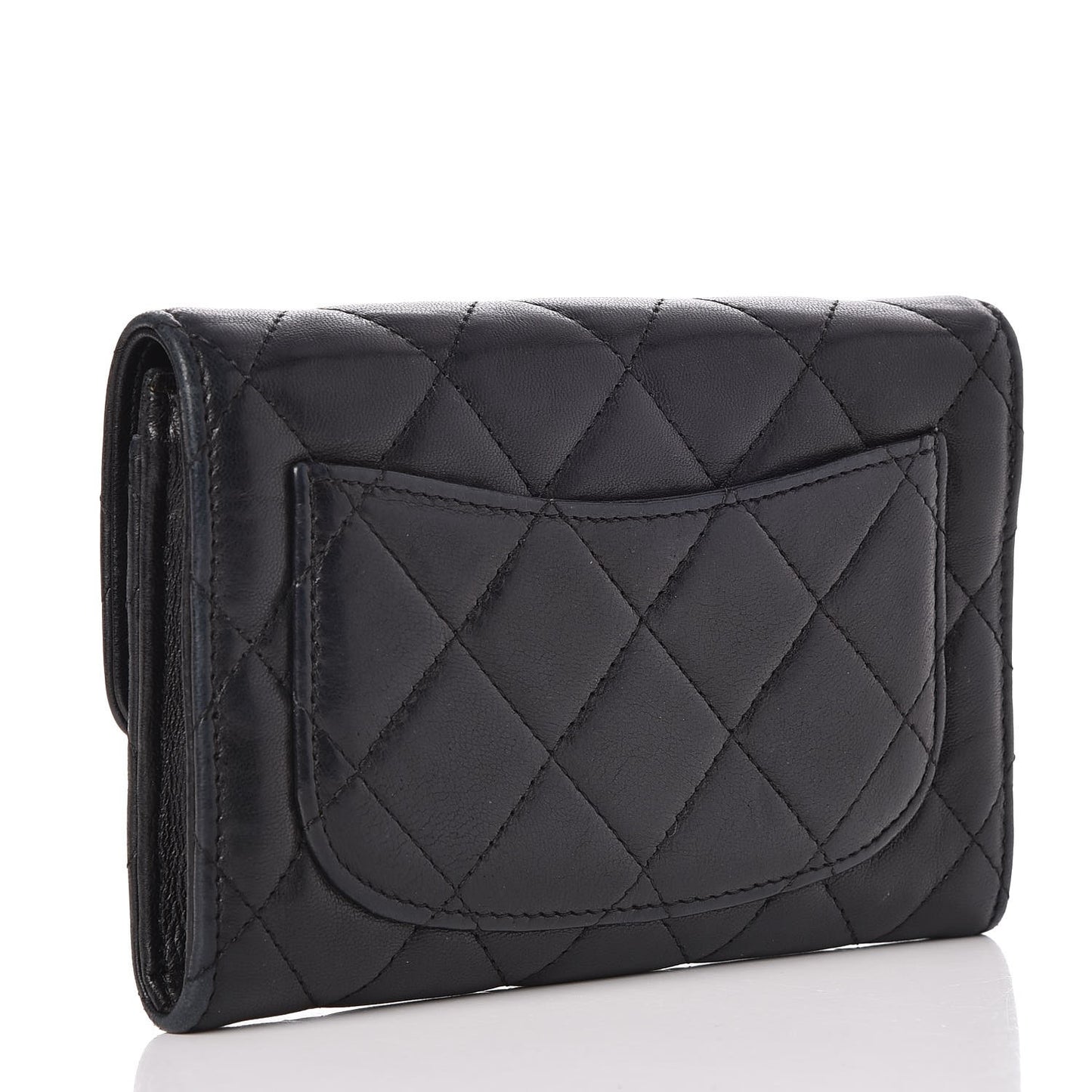 Lambskin Quilted Small Flap Wallet Black