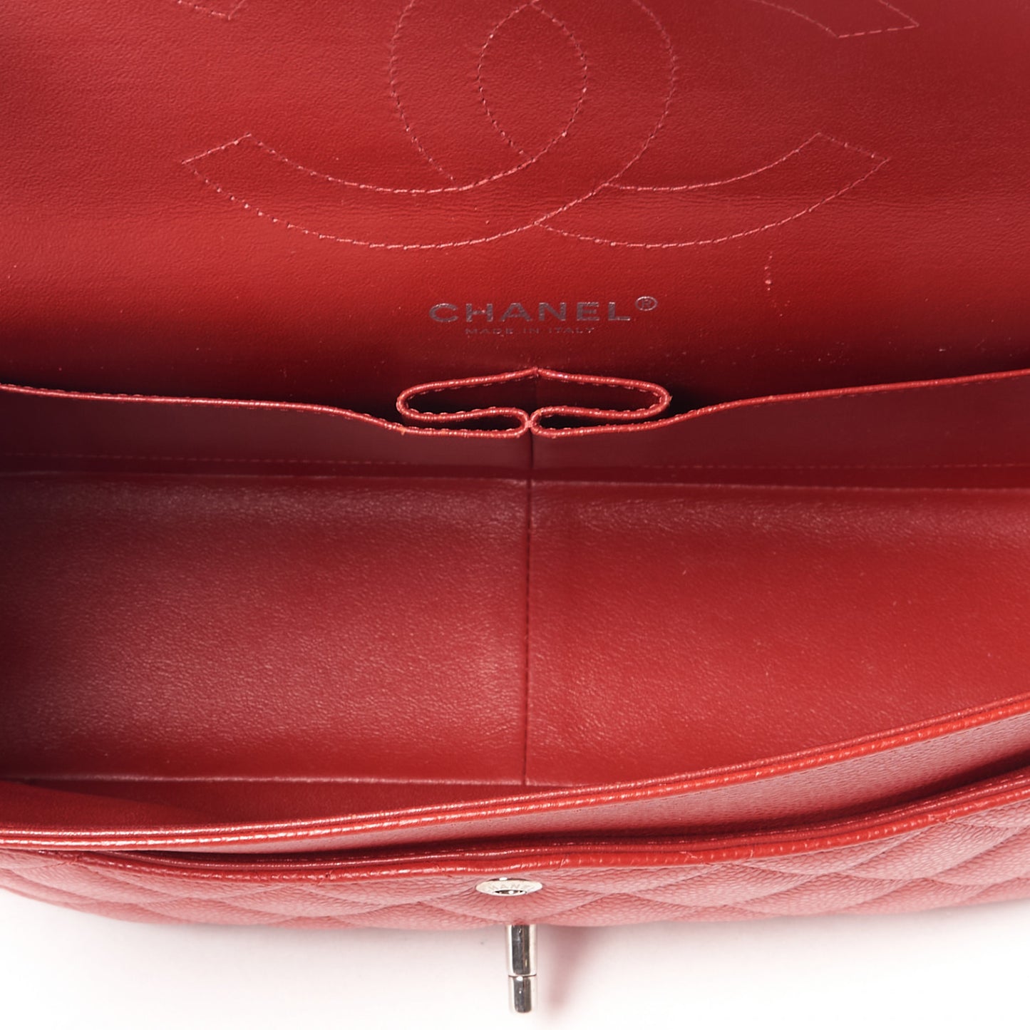 Caviar Quilted Jumbo Double Flap Red