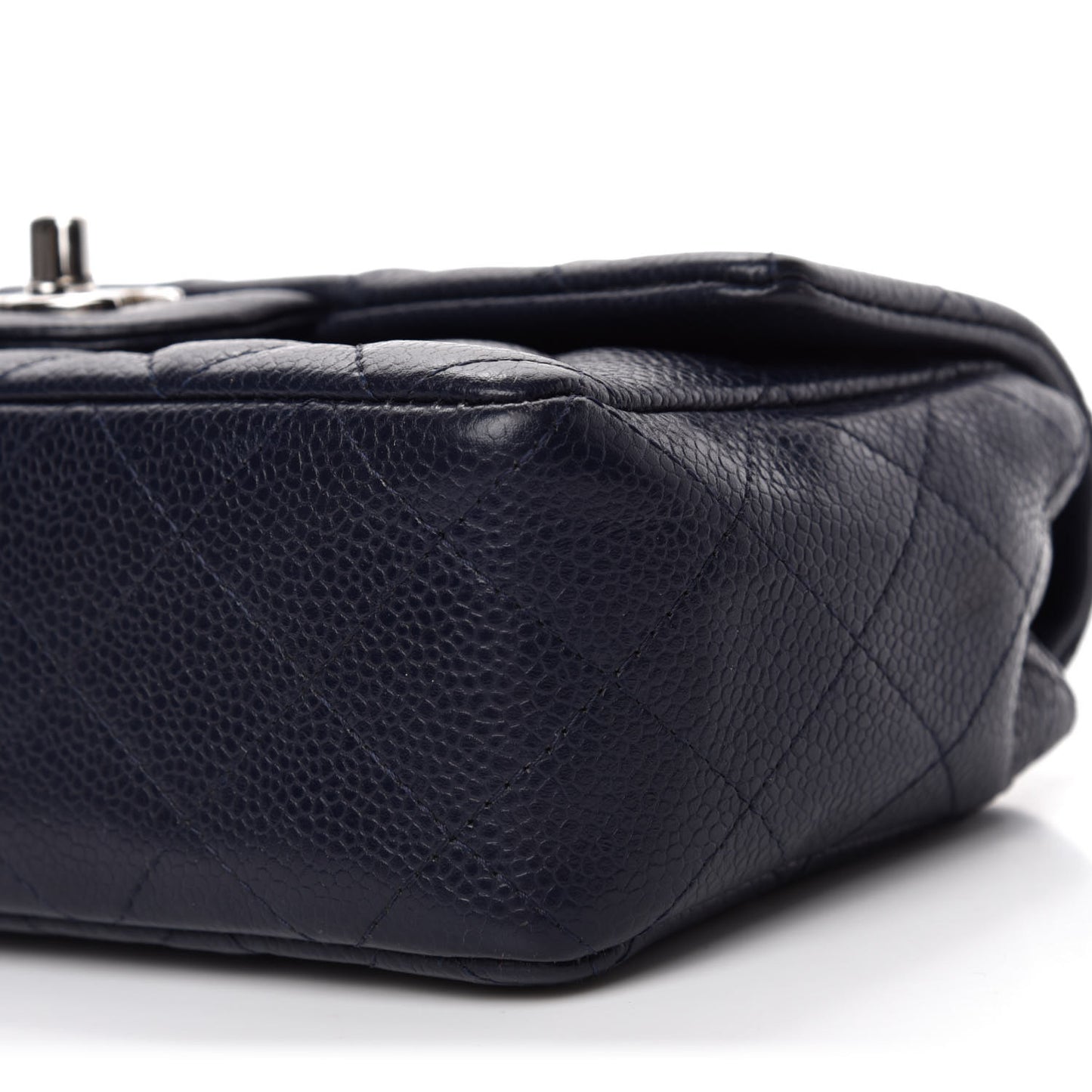 Caviar Quilted Mini Rectangular Flap Navy