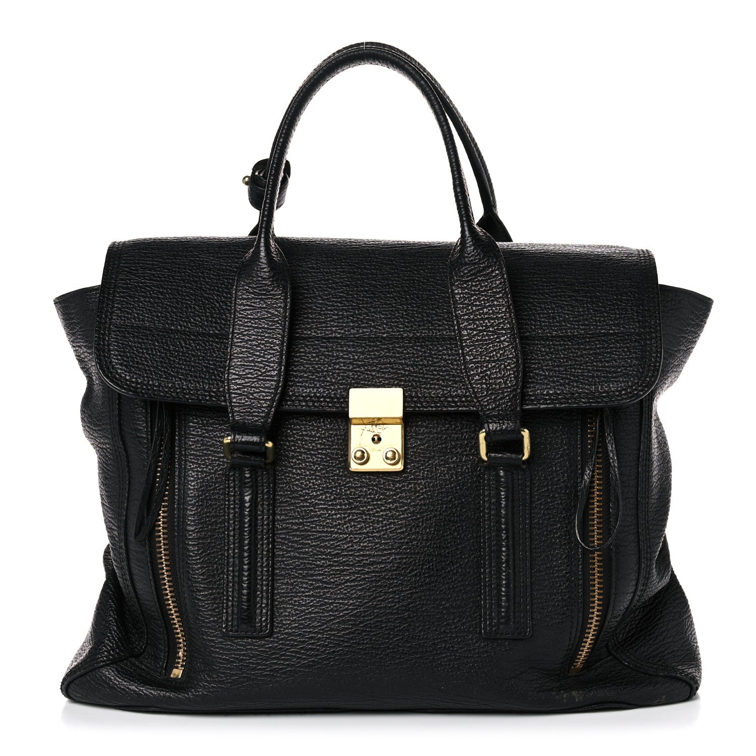 3.1 Phillip Lim Textured Calfskin Large Pashli Satchel Black 1 of 24