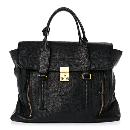 3.1 Phillip Lim Textured Calfskin Large Pashli Satchel Black 1 of 24