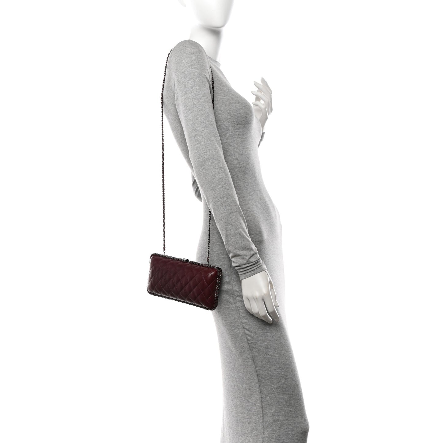 Lambskin Quilted Chain Around Clutch Red