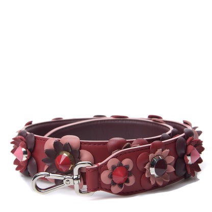 Fendi Vitello Dolce Flowerland Studded Strap You Ribes Bordeaux 1 of 4