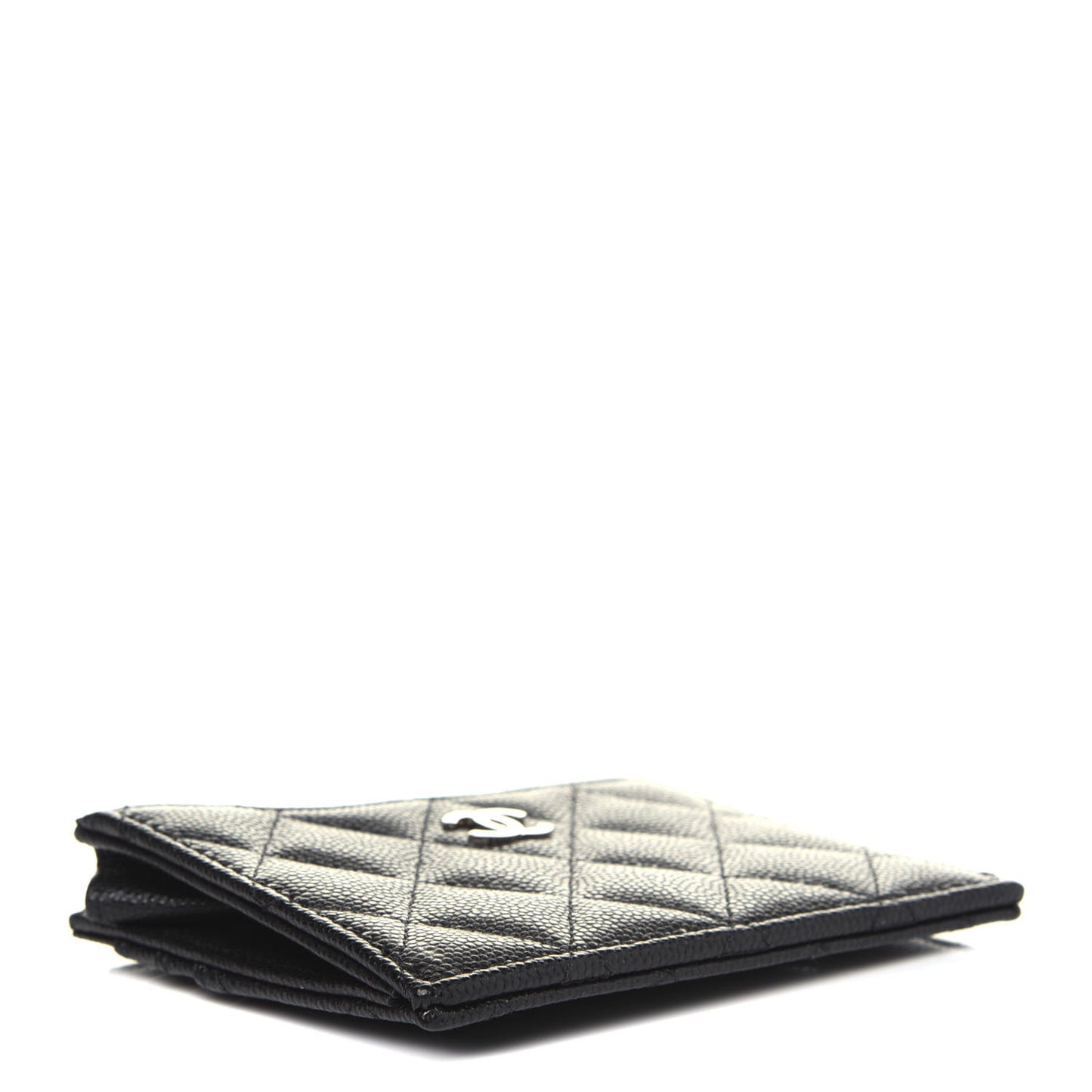 Caviar Quilted CC Zip Card Holder Black