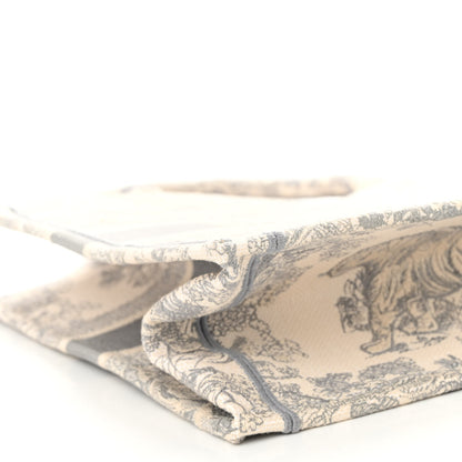 Christian Dior Canvas Embroidered Medium Dioriviera Toile De Jouy Book Tote Gray 8 of 9