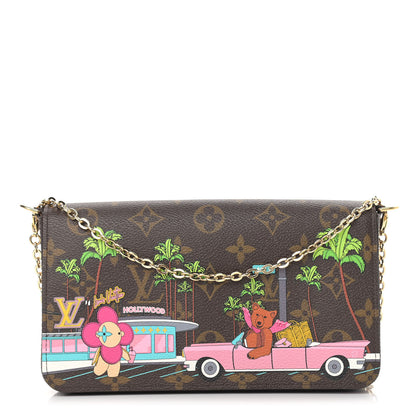 Louis Vuitton Monogram 2021 Christmas Animation Hollywood Pochette Felicie Chain Wallet Fuchsia 1 of 8