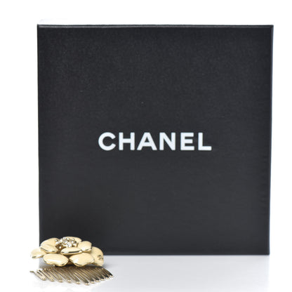 Chanel Resin Crystal CC Camellia Hair Comb Ivory 5 of 5