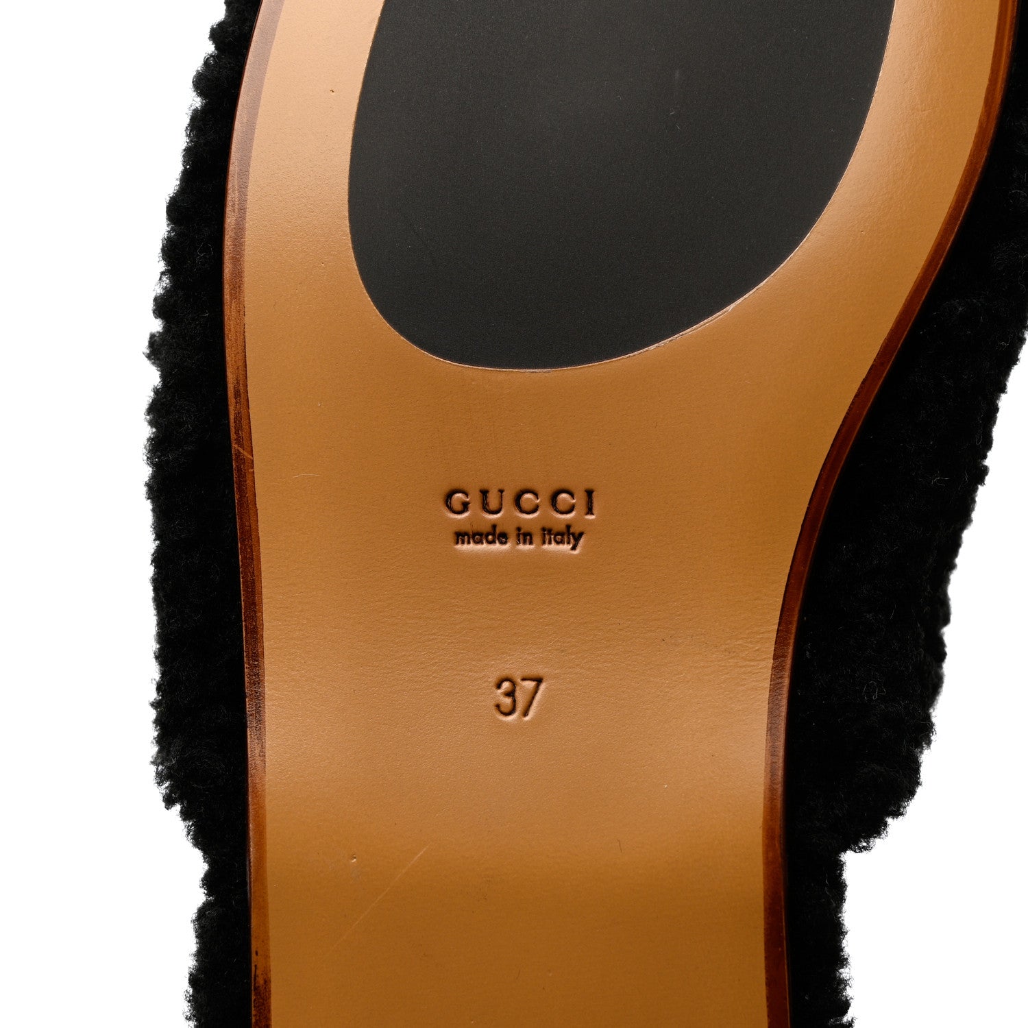 Gucci Shearling Interlocking G Womens Eileen Slippers 37 Black Butterscotch 7 of 10