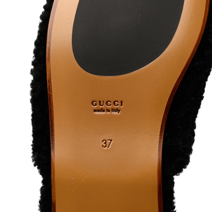 Gucci Shearling Interlocking G Womens Eileen Slippers 37 Black Butterscotch 7 of 10