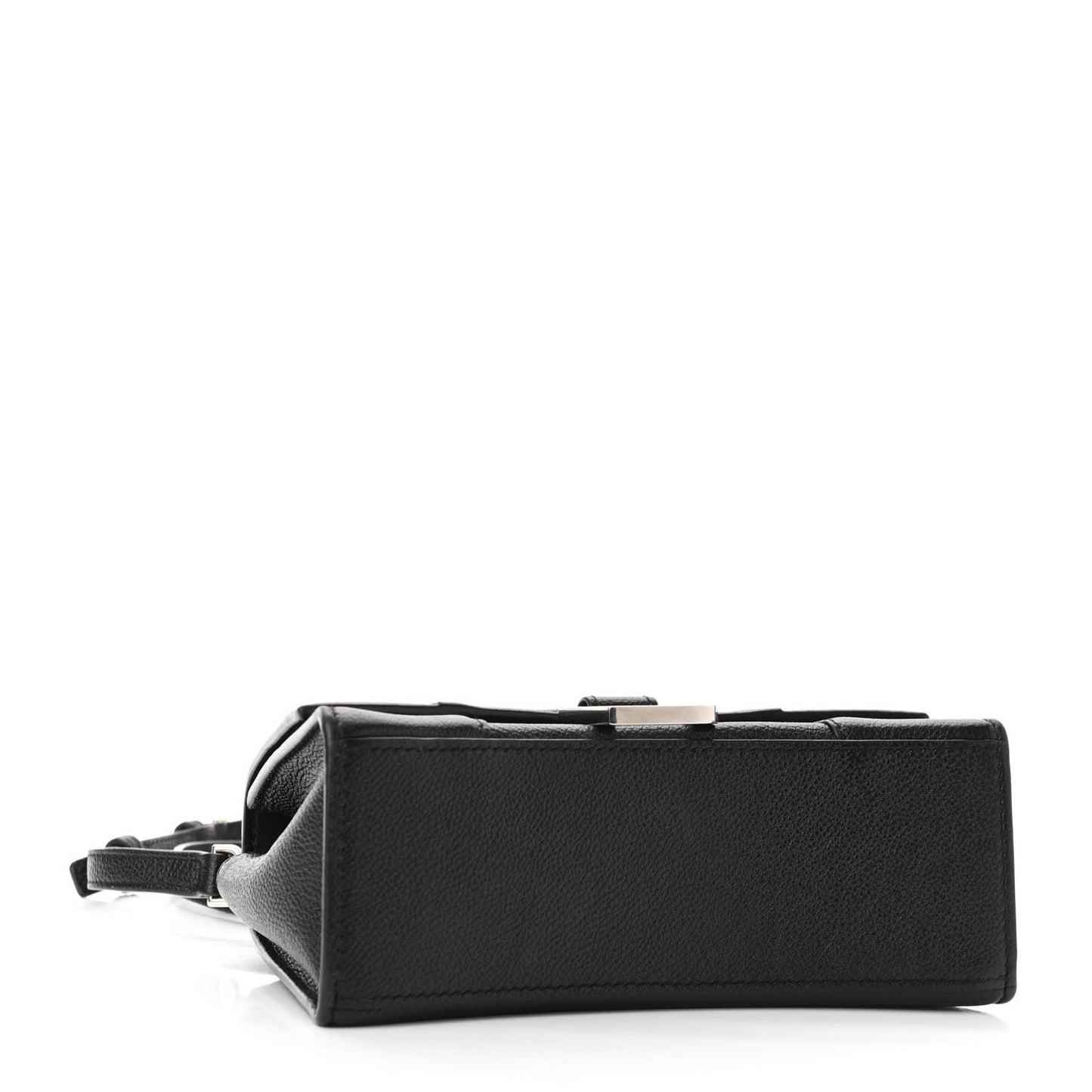 Grained Calfskin Hourglass Top Handle Bag XS Black