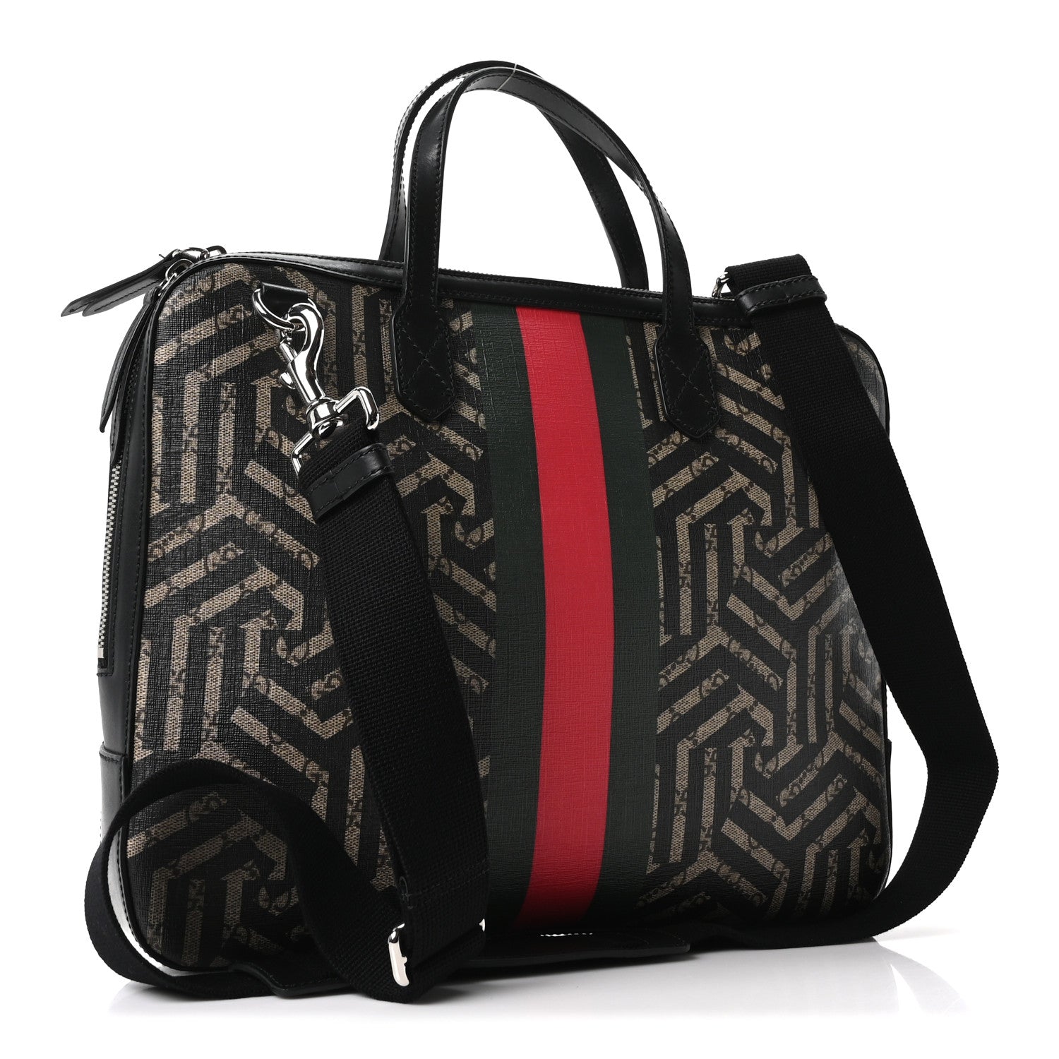 Gucci GG Supreme Monogram Caleido Web Briefcase Black 1874218