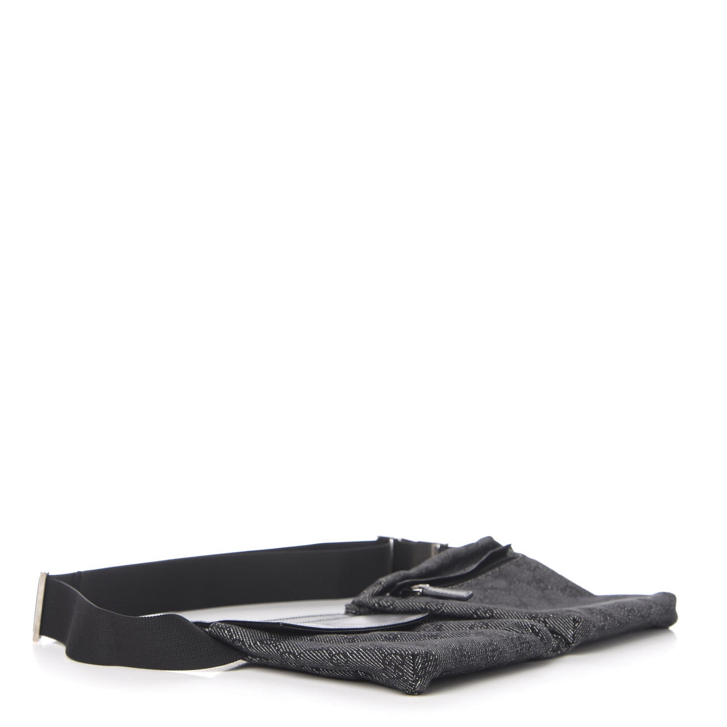 Denim Monogram Double Pocket Belt Bag Black