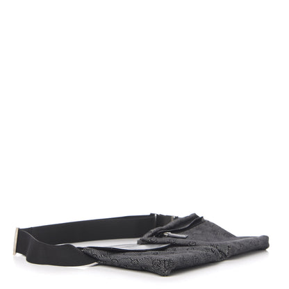 Gucci Denim Monogram Double Pocket Belt Bag Black 3 of 10