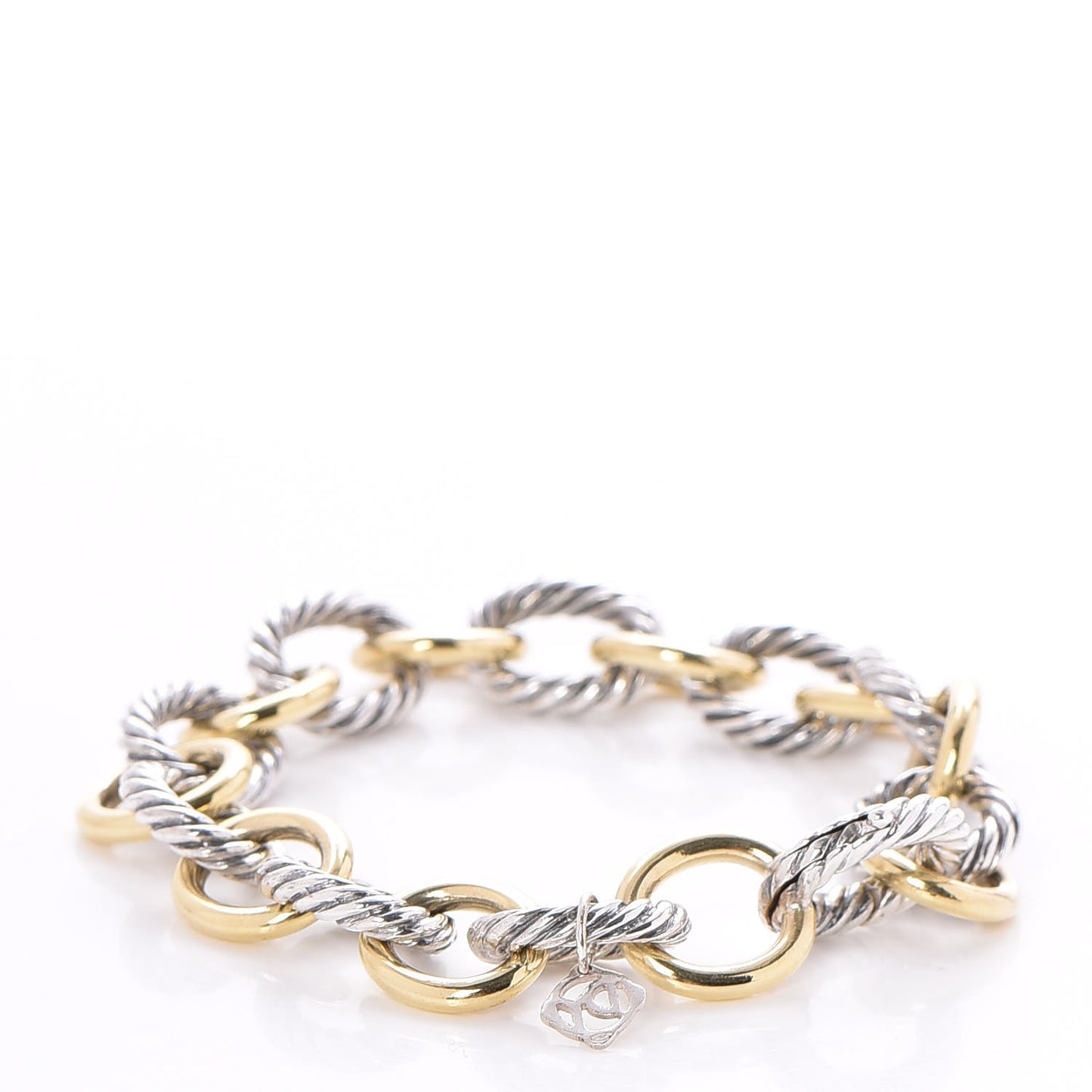 Sterling Silver 18K Yellow Gold 10mm Medium Oval Link Bracelet