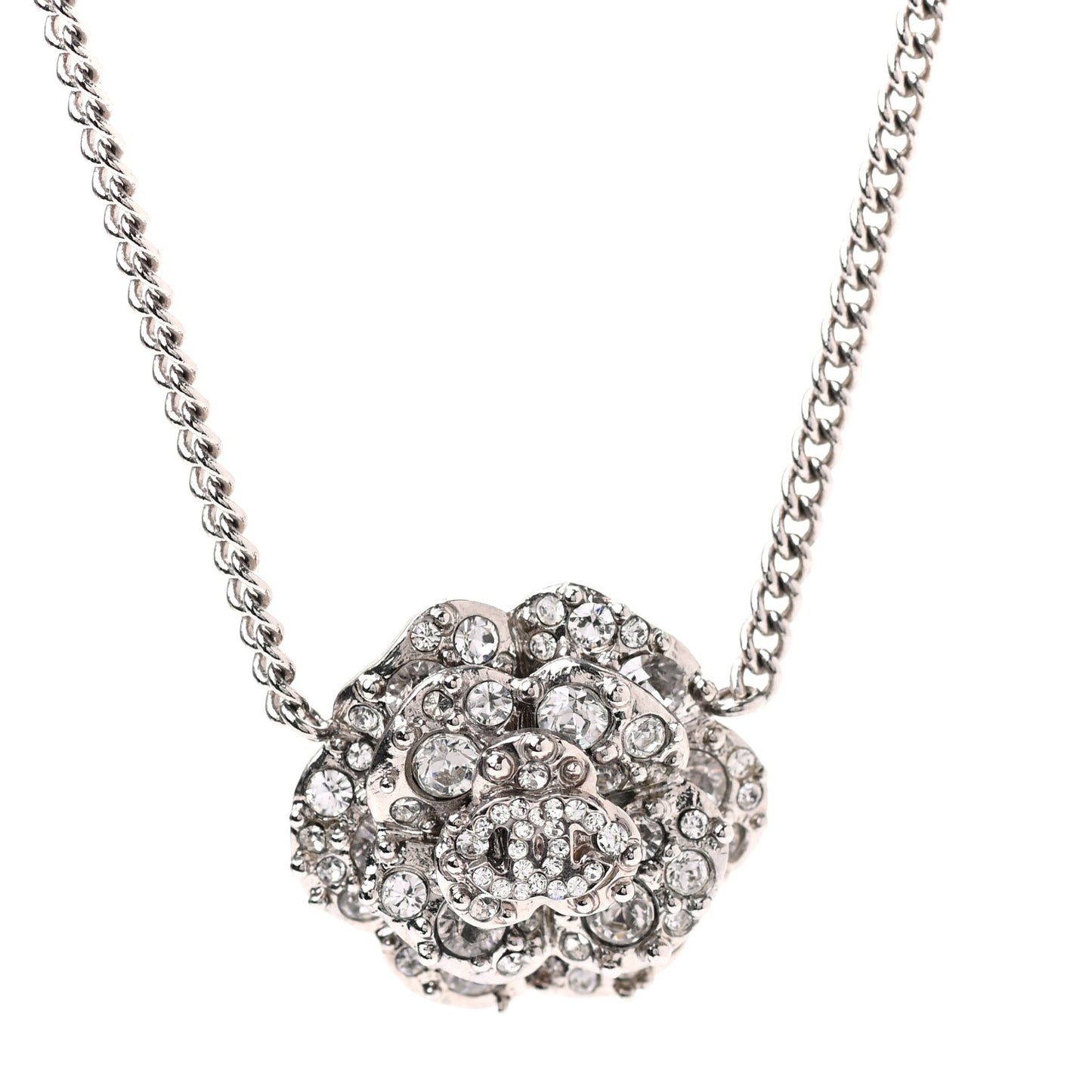 Strass CC Camellia Necklace Silver