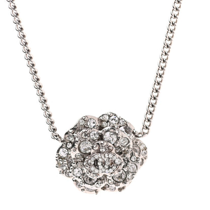 Chanel Strass CC Camellia Necklace Silver 4 of 5