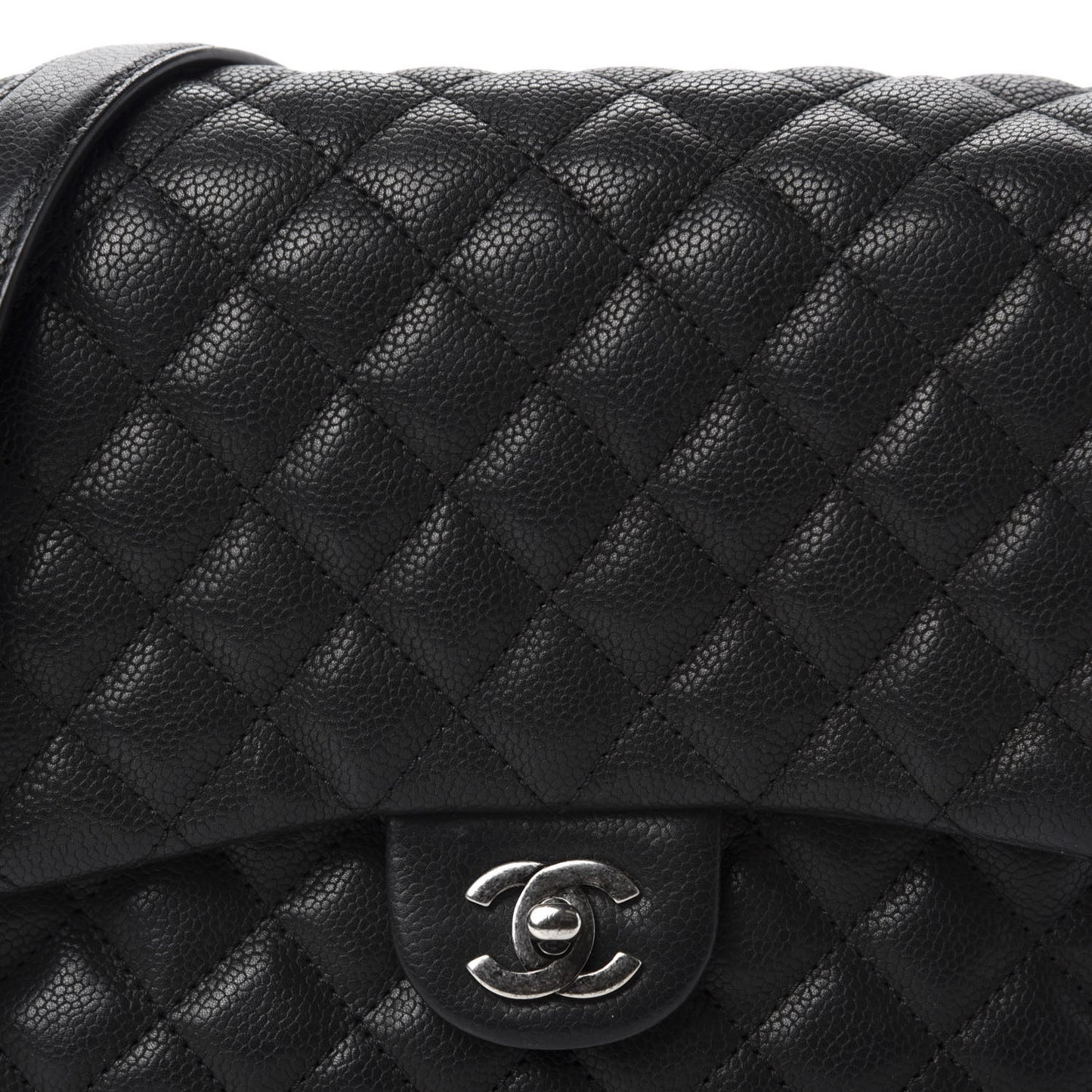 Caviar Quilted Medium Rock In Rome Single Flap Black
