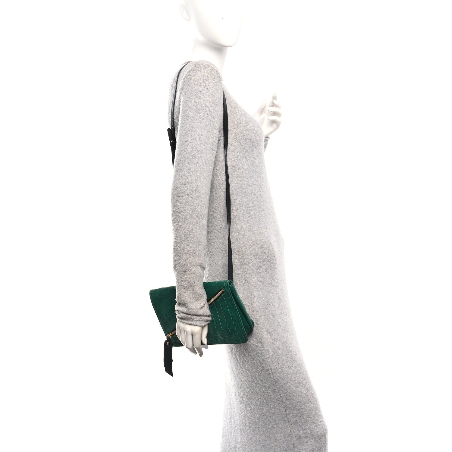 Christian Louboutin Calfskin Trophe Twist Pocket Shoulder Bag Emerald 2 of 10