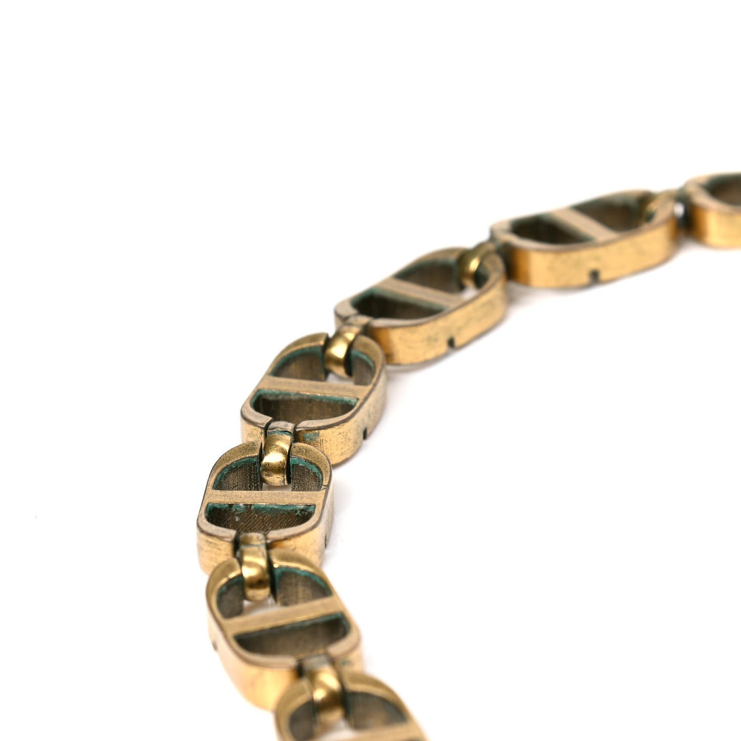 Metal CD Choker Necklace Aged Gold