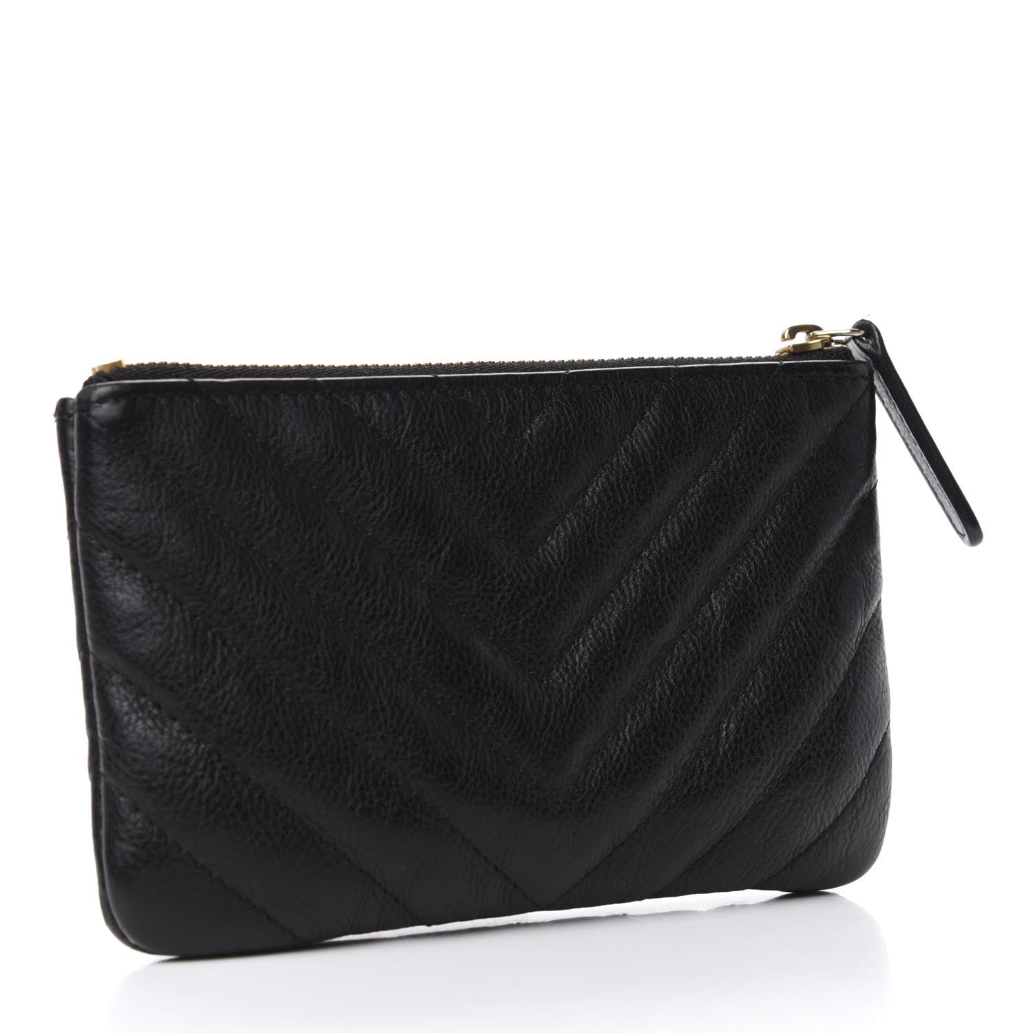 Chanel Crumpled Calfskin Chevron Quilted Small Cosmetic Case Black 3 of 8
