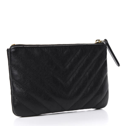 Chanel Crumpled Calfskin Chevron Quilted Small Cosmetic Case Black 3 of 8