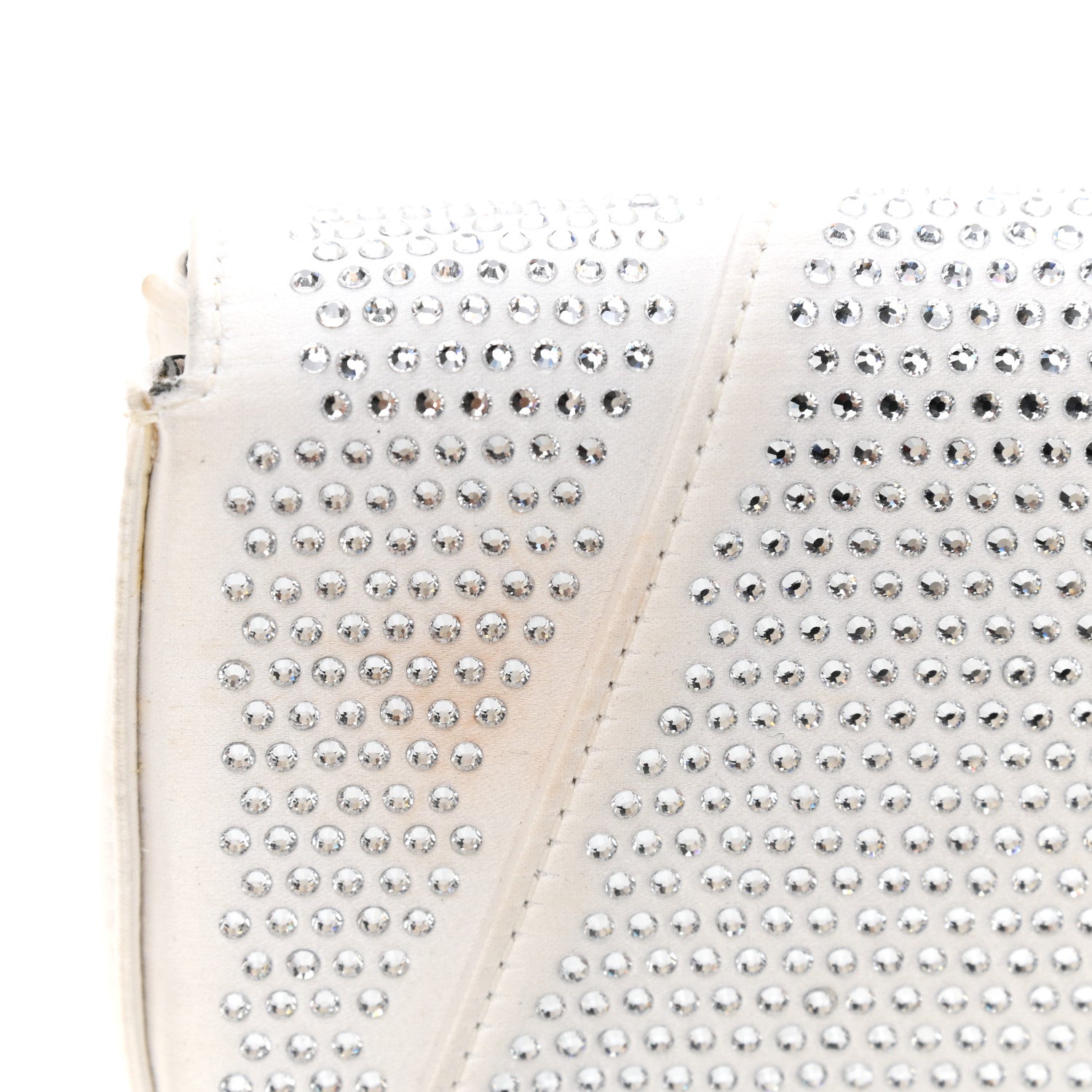 Versace Satin Crystal Virtus Chain Clutch White 10 of 10