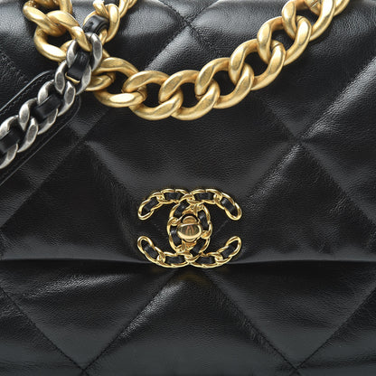 Chanel Goatskin Quilted Large 19 Flap Black 8 of 10