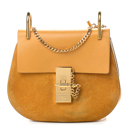 Chloe Suede Smooth Calfskin Mini Drew Shoulder Bag Dark Ochre 1 of 14