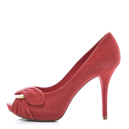 Louis Vuitton Suede Catania Pumps 36.5 Red 1 of 11