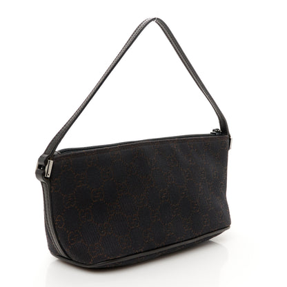 Gucci Denim Monogram Boat Pochette Dark Brown 3 of 10